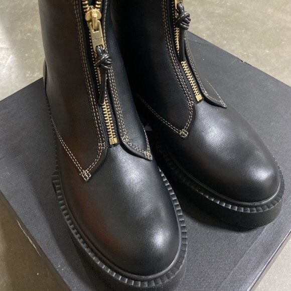 Coach CD151 Liza Leather Zipper Bootie, Size US 6.5, Black - Picture 1 of 11
